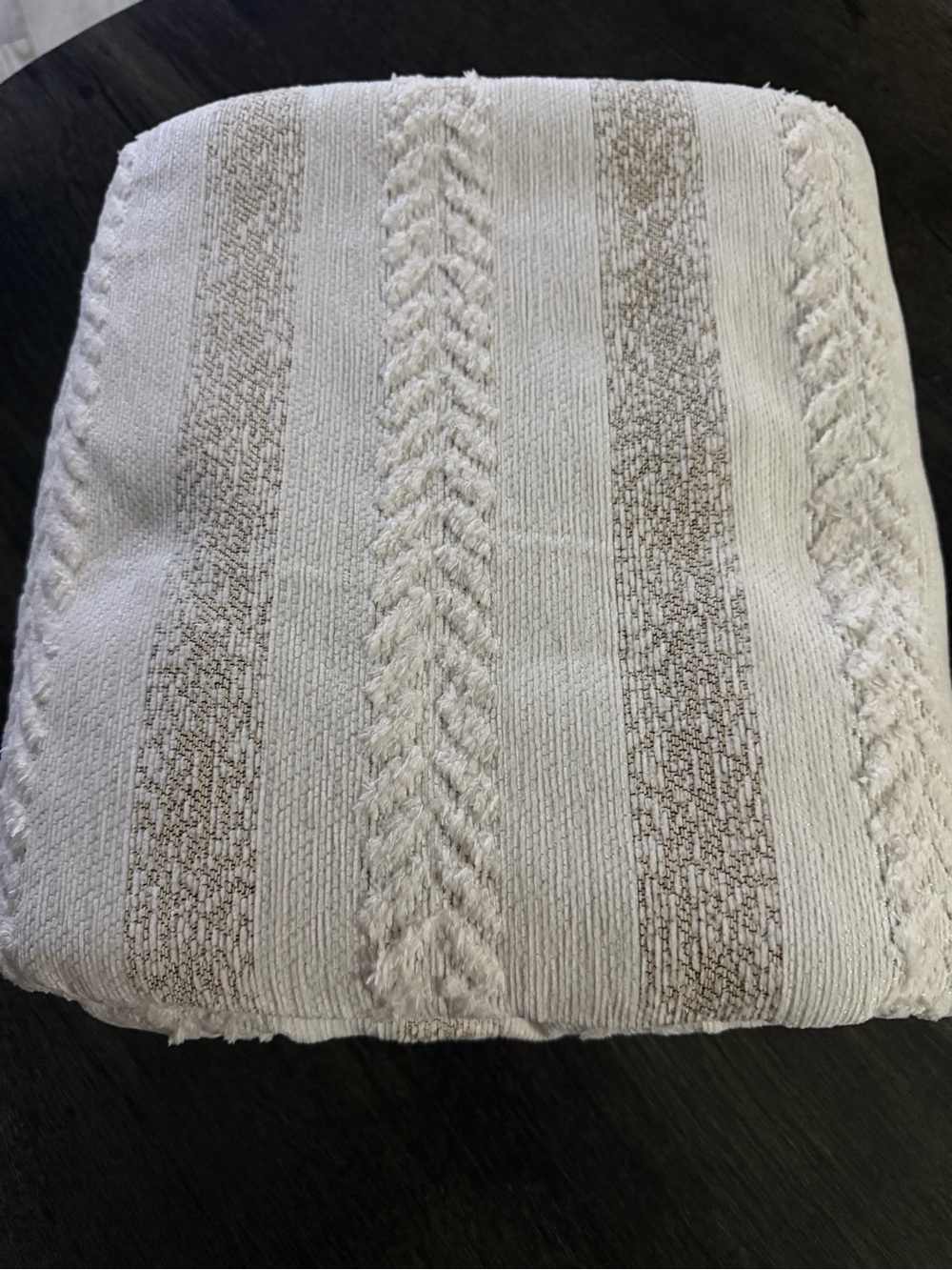 Neutral Striped Textured Throw Blanket - Cream and Tan